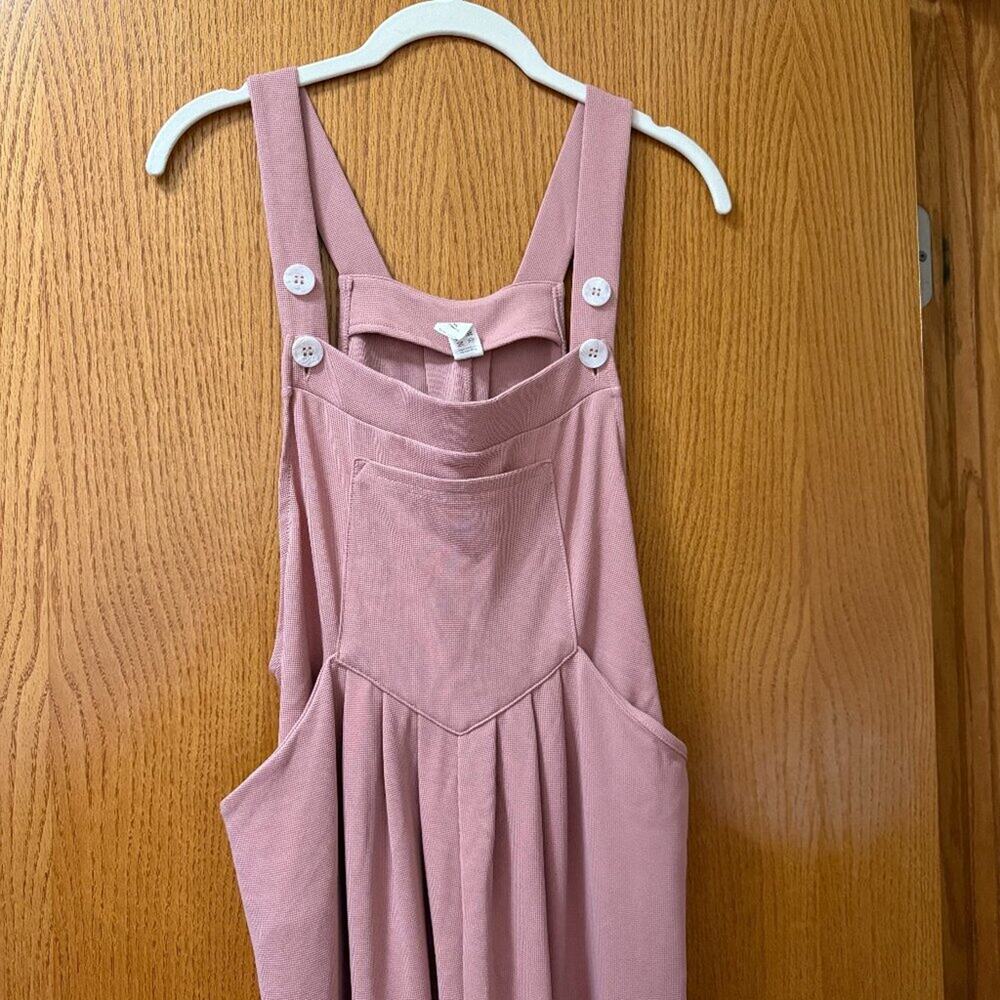 Halara Adjustable Strap Button Multiple Pockets Waffle Casual Overalls Rose Tan - Picture 3 of 4